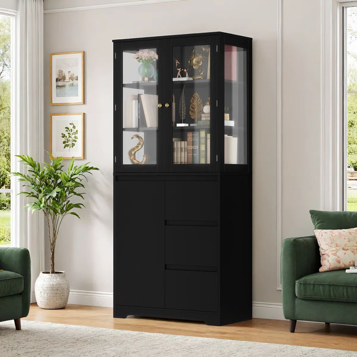 R&R MUEBLES - Vitrina Moderna Rinka Negro R&R MUEBLES