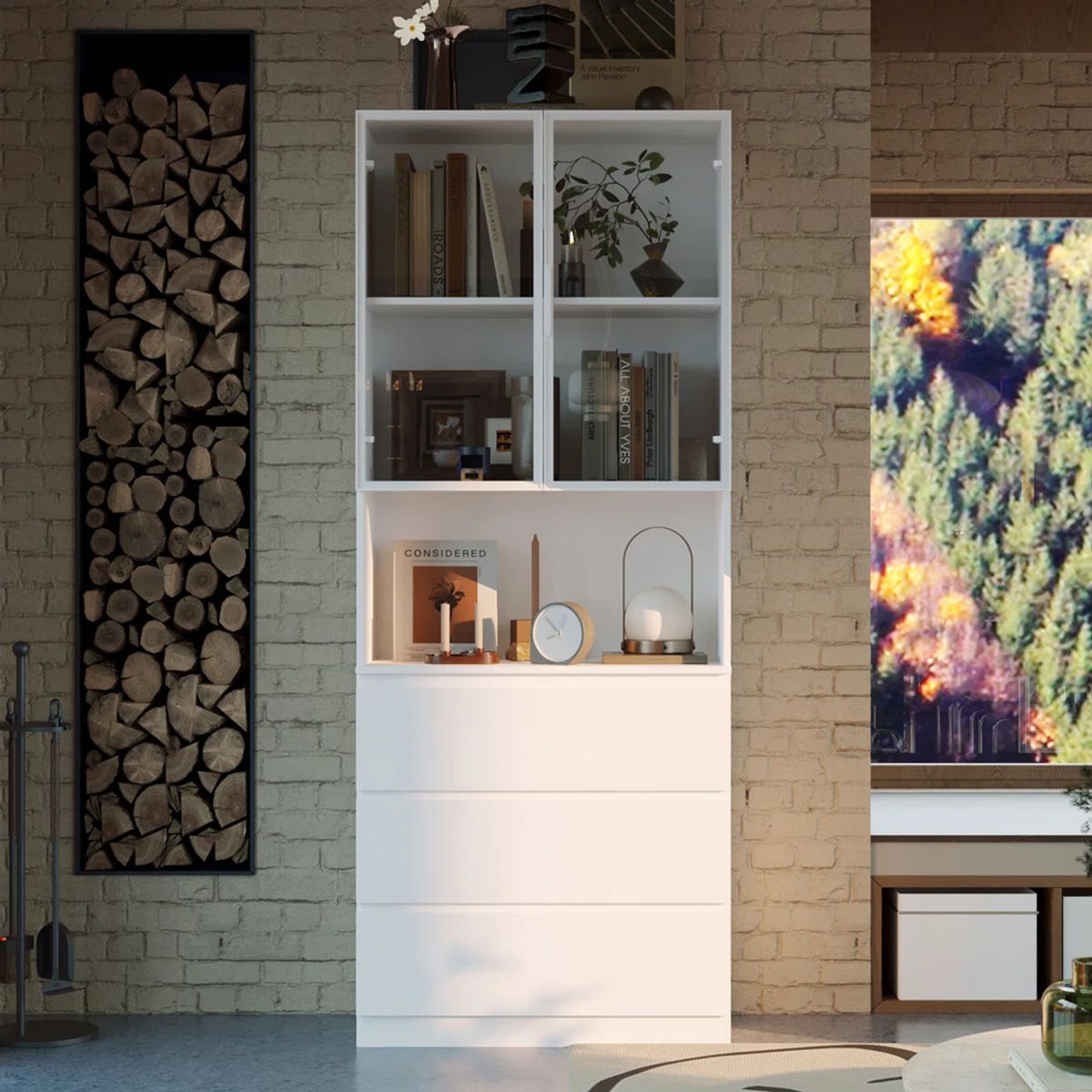 R&R MUEBLES - Vitrina Moderna Enoki Blanco R&R MUEBLES