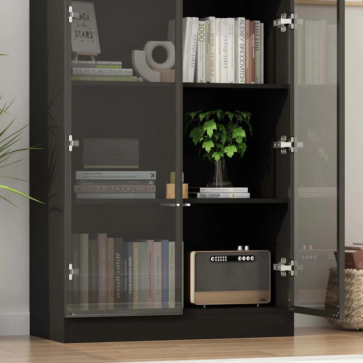 R&R MUEBLES - Vitrina Moderna Oka Negro R&R MUEBLES