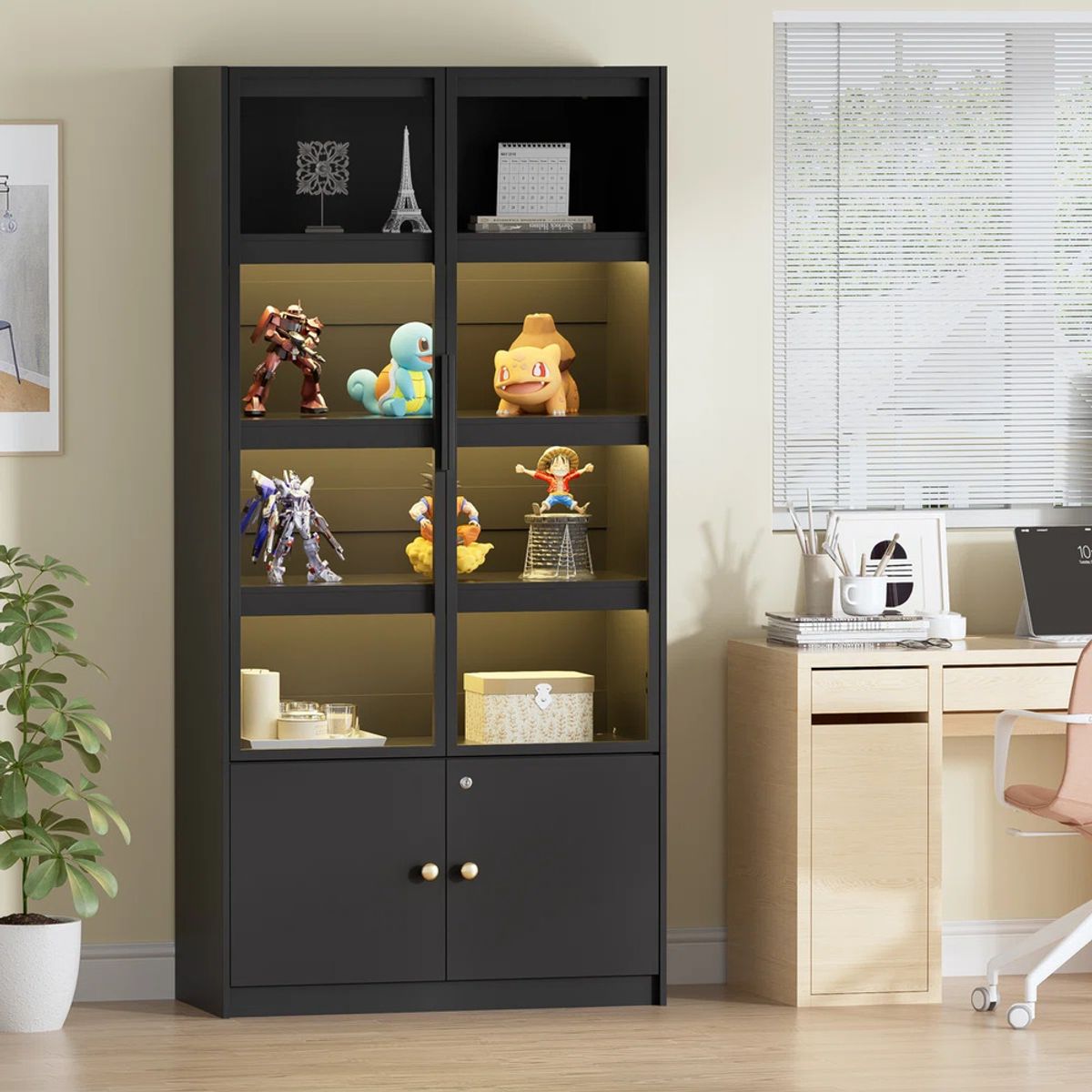 R&R MUEBLES - Vitrina Moderna Suzukaze Negro R&R MUEBLES