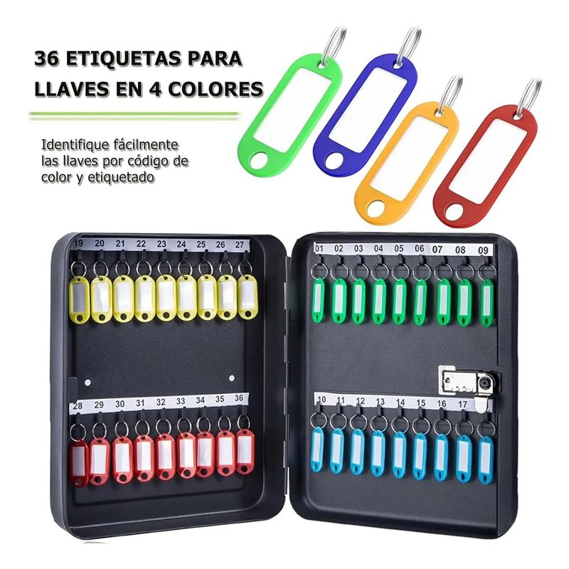 QUICK - Caja De Llaves Con Cerradura De Combinación Con 36 Llaveros