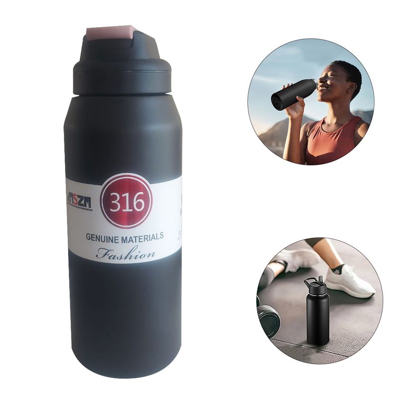 GENERICO - Botella Térmica Tomatodo de Acero Inoxidable 800 ml Negro