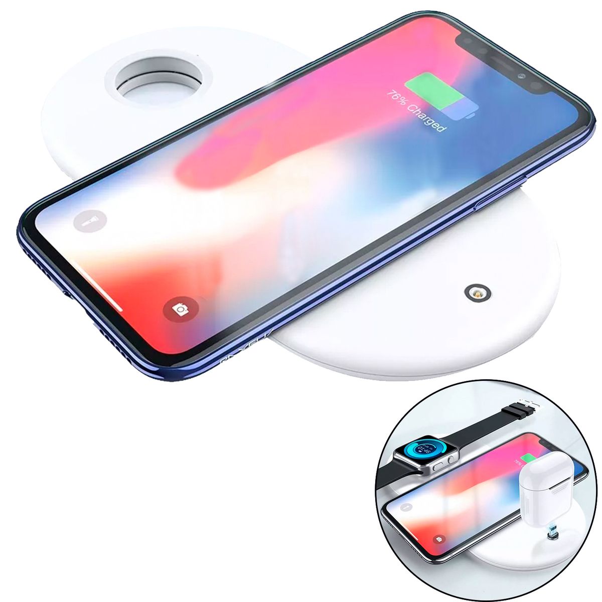 GENERICO - Cargador Inalámbrico 3 en 1 para Iphone/Iwatch/AirPods y más