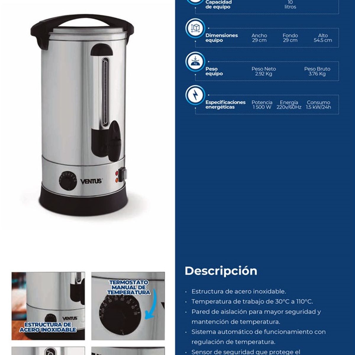 VENTUS - Hervidor de Agua VHA-10 Ventus