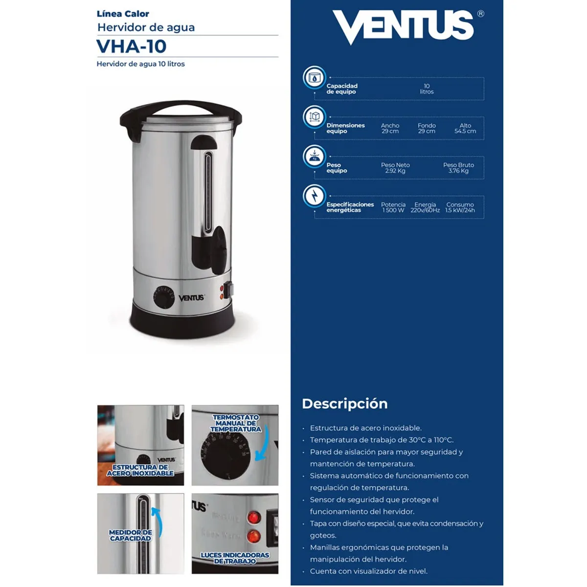 VENTUS - Hervidor de Agua VHA-10 Ventus