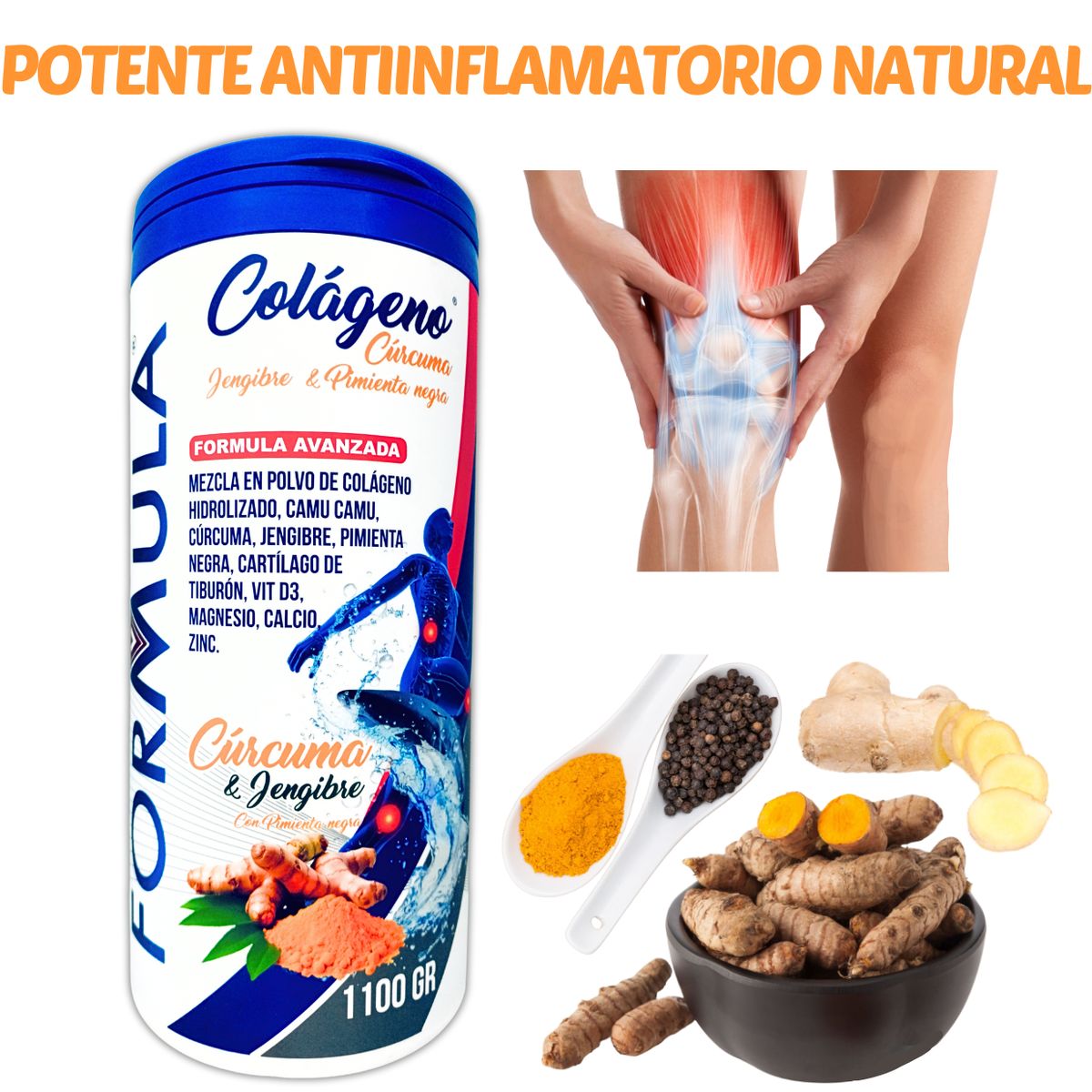 GENERICO - COLÁGENO HIDROLIZADO CON GLUCOSAMINA CARTÍLAGO TIBURÓN 1.1 KILO