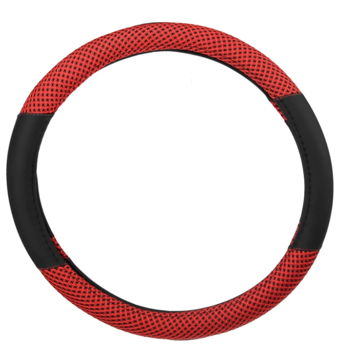 GENERICO - Funda Timón Auto Universal forro protector Malla antideslizante Rojo