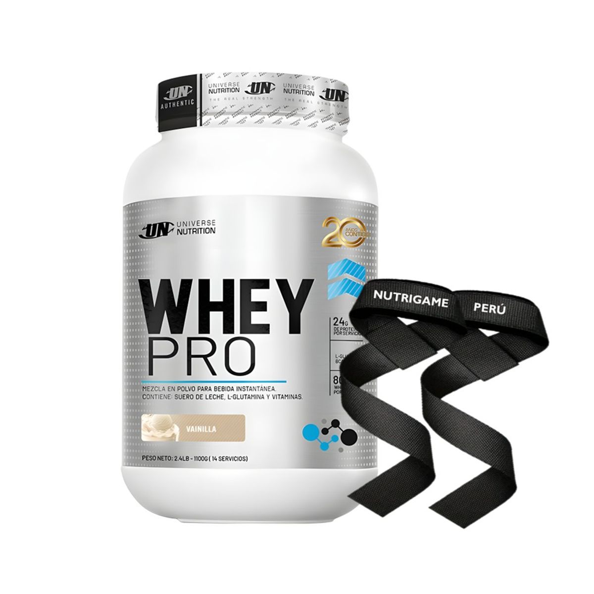 UNIVERSE NUTRITION - WHEY PRO 1,1 Kg Proteína Whey Sabor VAINILLA +STRAPS - Tienda Física