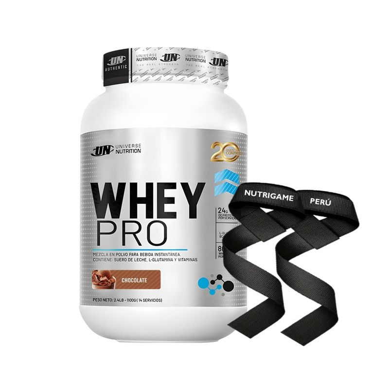 UNIVERSE NUTRITION - WHEY PRO 1,1 Kg Proteína Whey Sabor CHOCOLATE +STRAPS - Tienda Física