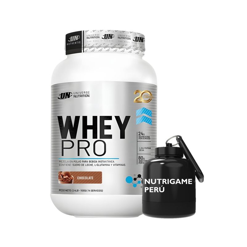 UNIVERSE NUTRITION - WHEY PRO 1,1 Kg Proteína Whey Sabor CHOCOLATE +PORTA- Tienda Física