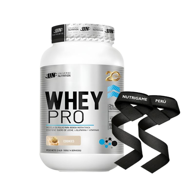 UNIVERSE NUTRITION - WHEY PRO 1,1 Kg Proteína Whey Sabor COOKIES +STRAPS - Tienda Física
