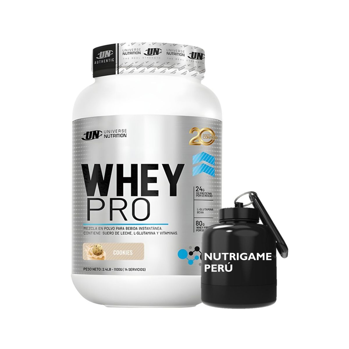UNIVERSE NUTRITION - WHEY PRO 1,1 Kg Proteína Whey Sabor COOKIES +PORTA- Tienda Física