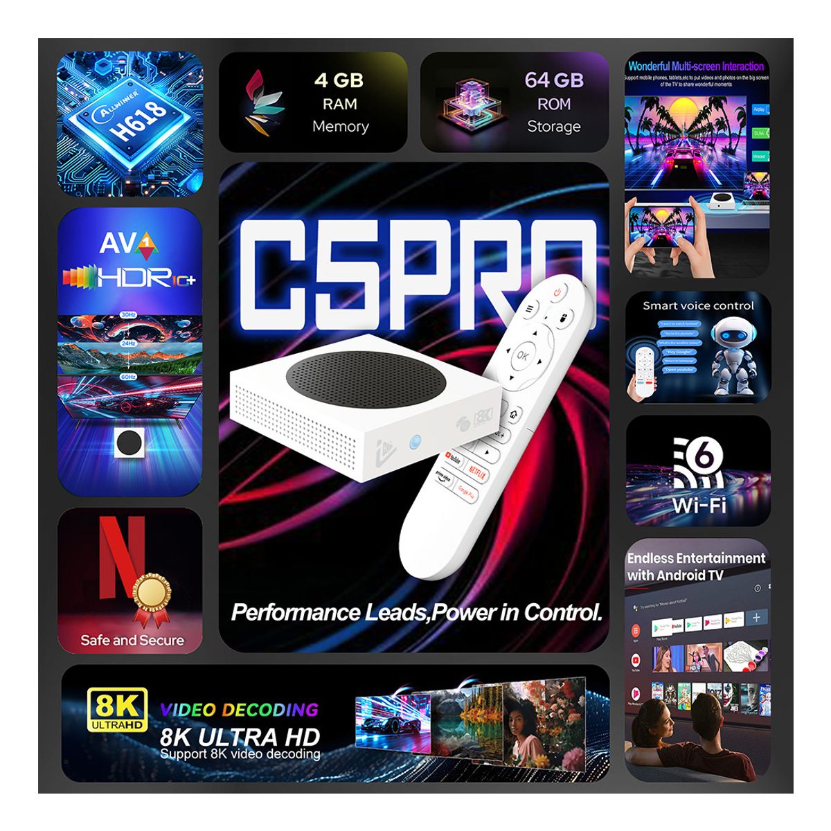 CORRERREY - Decodificador de 8k de alta definición Android 12 TV BOX wifi6