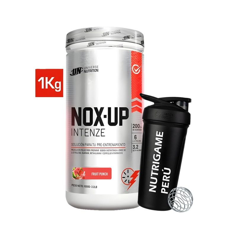 UNIVERSE NUTRITION - NOX UP INTENZE 1Kg Pre Entreno Oxido Nitrico Sabor FRUIT PUNCH +SHAKER
