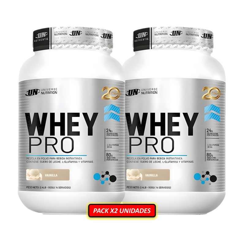 UNIVERSE NUTRITION - WHEY PRO 1,1 Kg PACK x2 Proteína Whey Sabores VAINILLA - Tienda Física