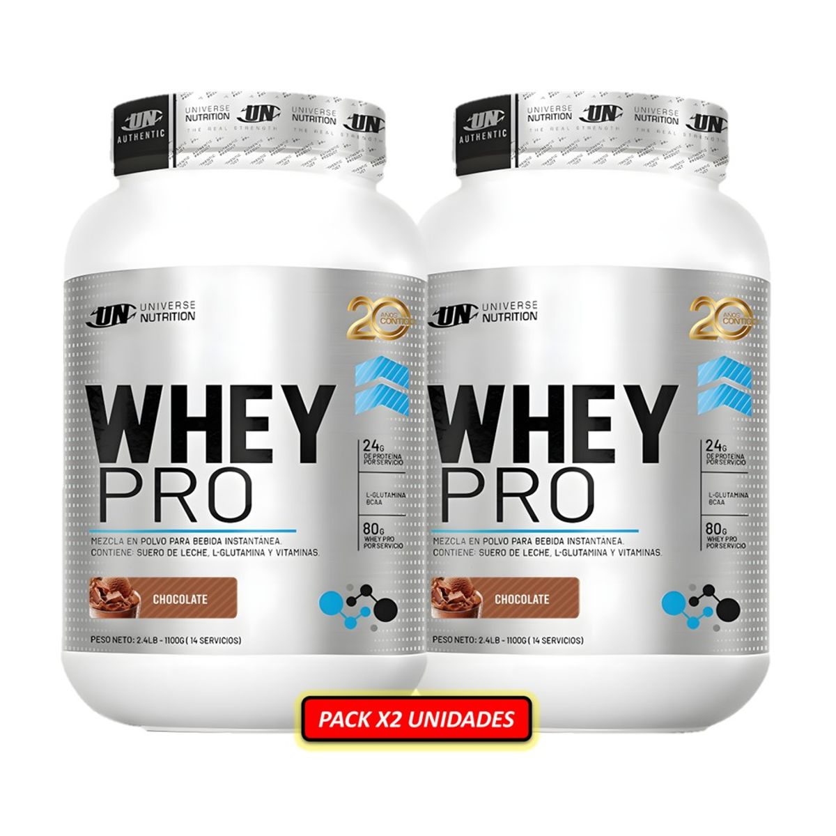 UNIVERSE NUTRITION - WHEY PRO 1,1 Kg PACK x2 Proteína Whey Sabores CHOCOLATE -Tienda Física