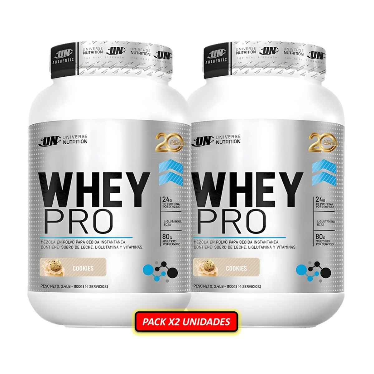 UNIVERSE NUTRITION - WHEY PRO 1,1 Kg PACK x2 Proteína Whey Sabores COOKIES - Tienda Física