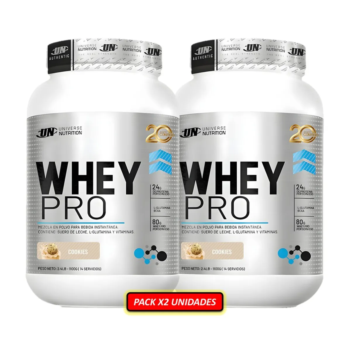 UNIVERSE NUTRITION - WHEY PRO 1,1 Kg PACK x2 Proteína Whey Sabores COOKIES - Tienda Física