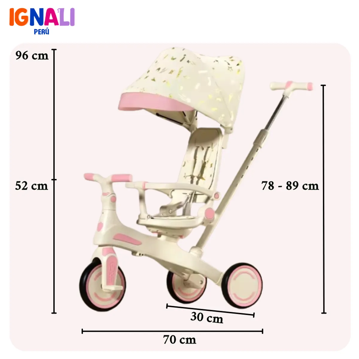 GENERICO - Coche multifuncional 5 en 1 rosado