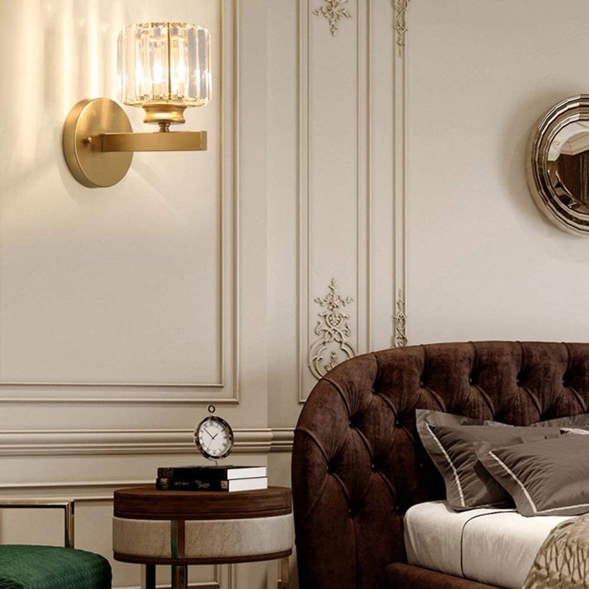 HOME NEAT - Lámpara de pared de cristal moderna - Dorado