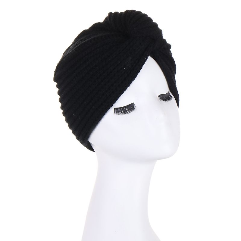 KAST PE - Turbante Beanie negro Tejido de Lana para niña 5 - 10 años