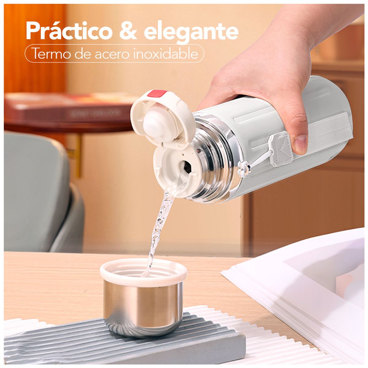 KELLER - Termo de Acero Inoxidable 600 ML Blanco R08