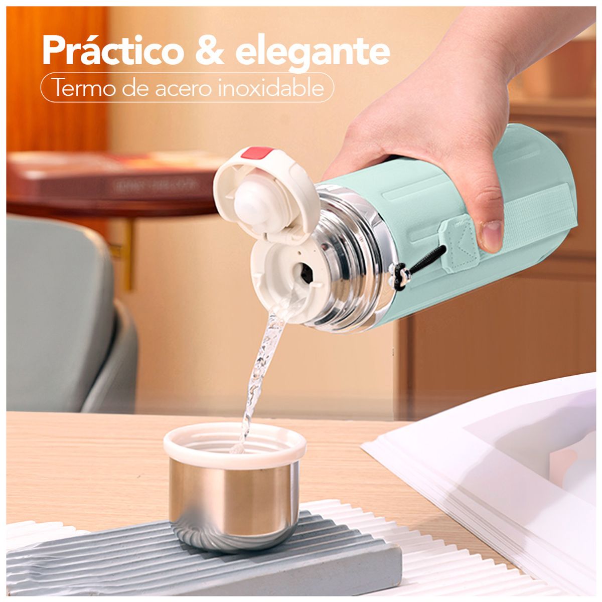 KELLER - Termo de Acero Inoxidable 600 ML Verde R08