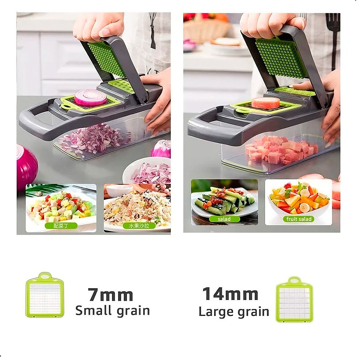 GENERICO - Picador Cortador De Alimentos Rallador Manual Fruta Verduras 14 en 1