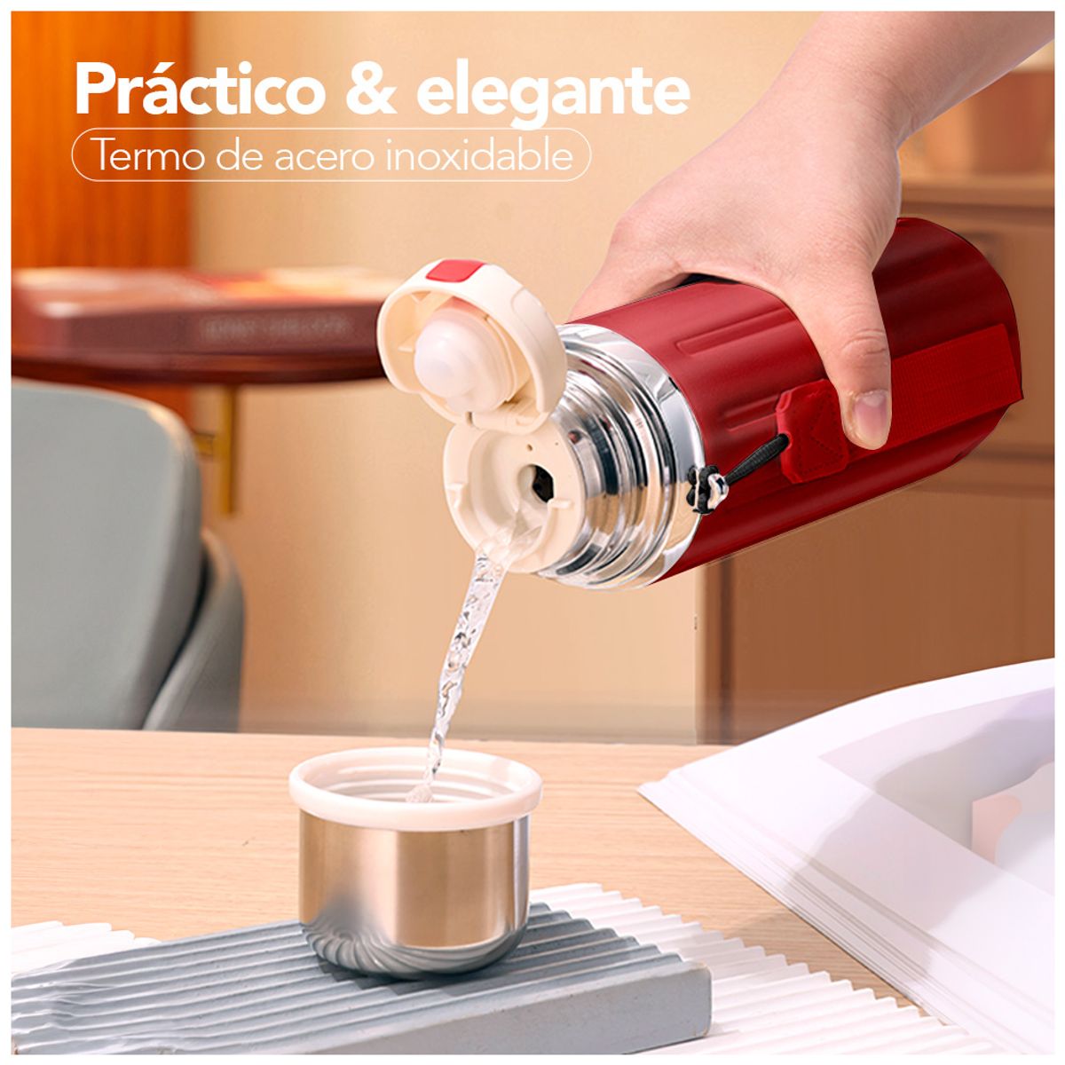 KELLER - Termo de Acero Inoxidable 600 ML Rojo R08