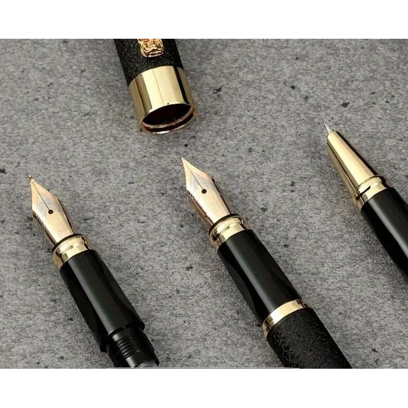 GENERICO - LAPICERO PLUMA FUENTE x3 PUNTAS BOLIGRAFO 10 cartuchos de tinta