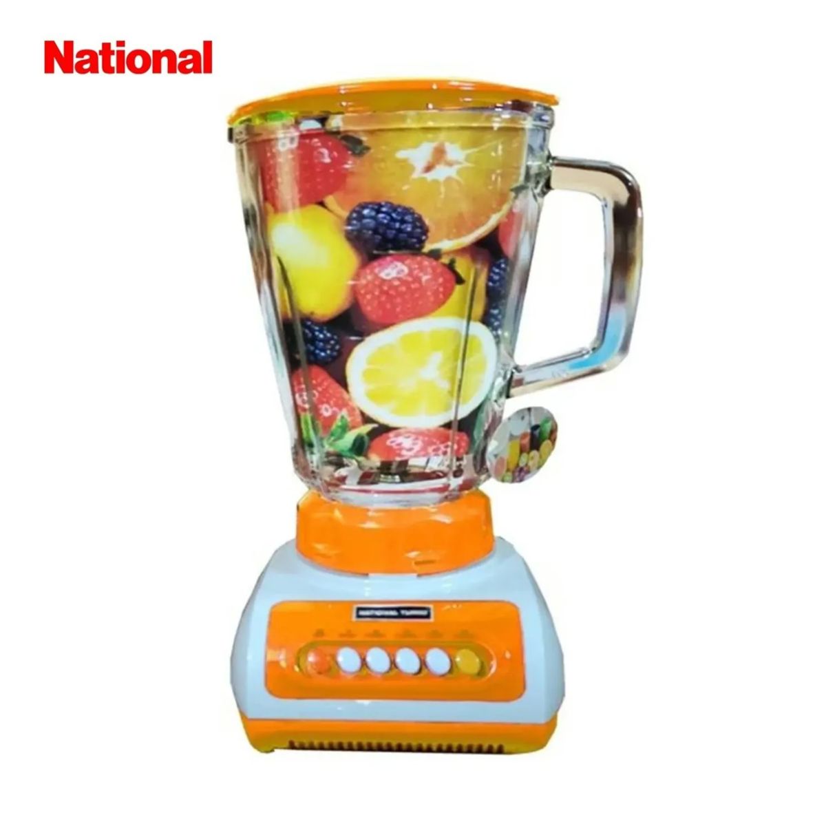 NATIONAL - Licuadora National Turbo con Doble Vaso de Vidrio Templado 900W Naranja