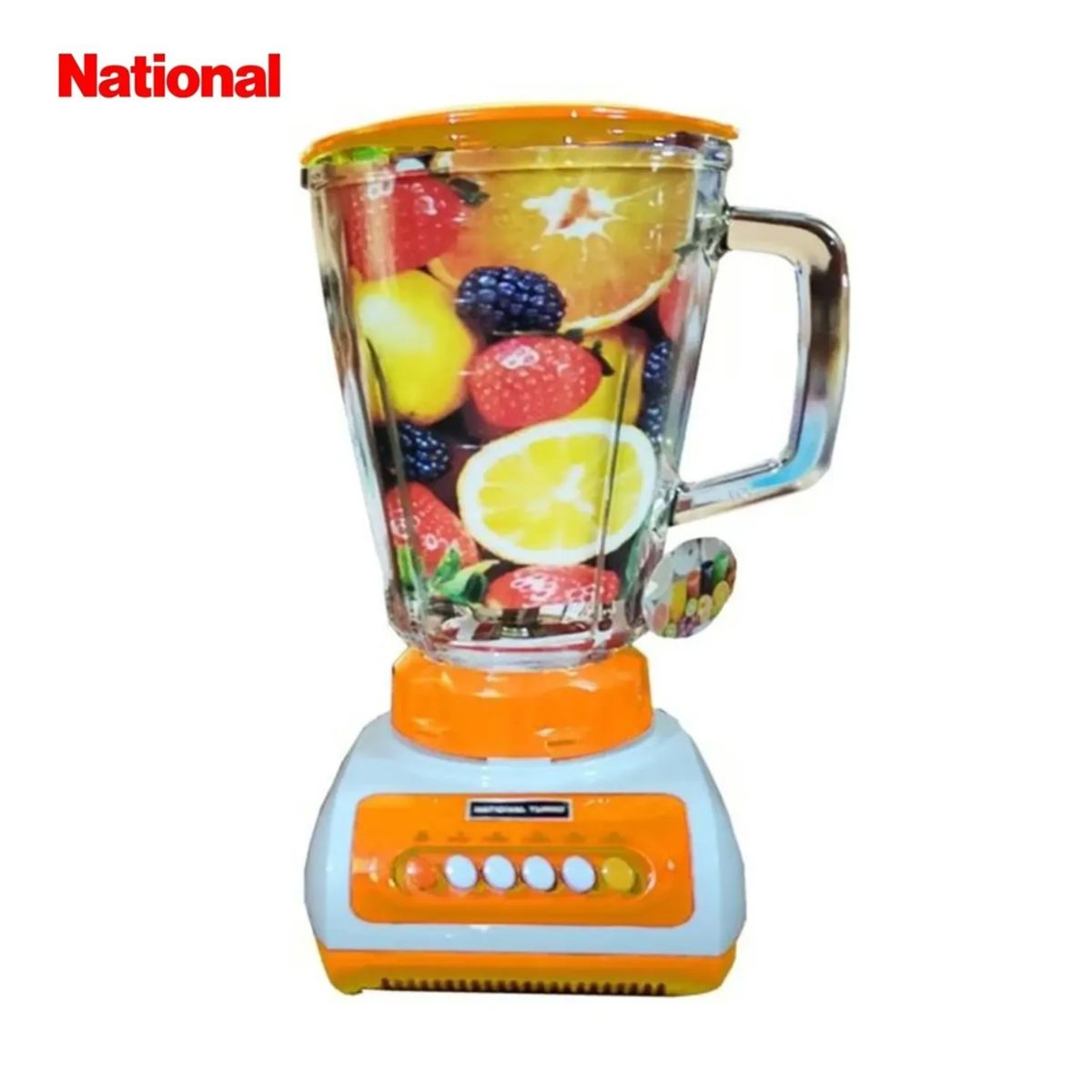 NATIONAL - Licuadora National Turbo con Doble Vaso de Vidrio Templado 900W Naranja