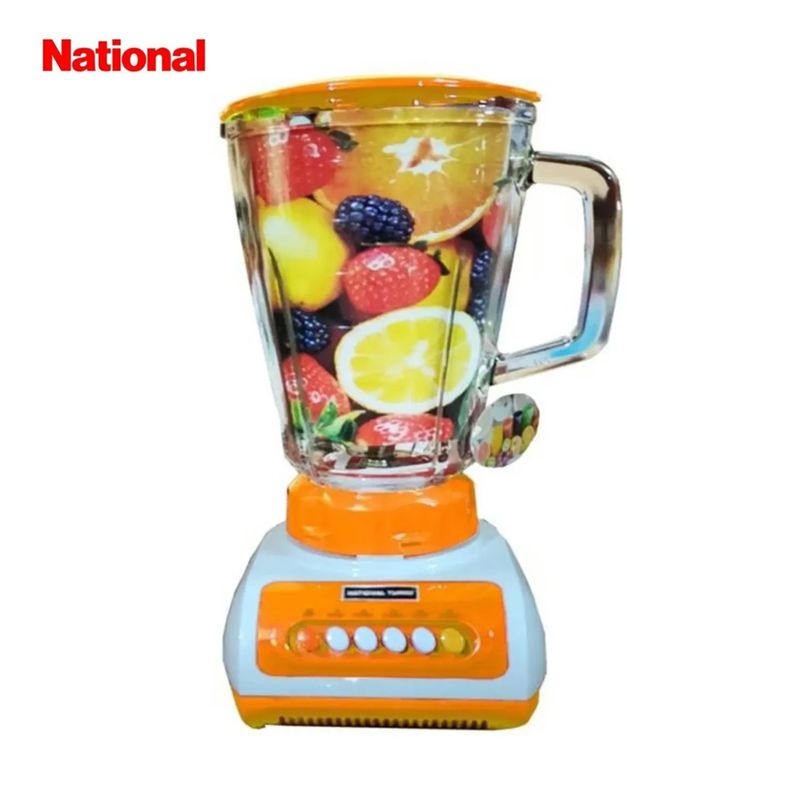 NATIONAL - Licuadora National Turbo con Doble Vaso de Vidrio Templado 900W Naranja