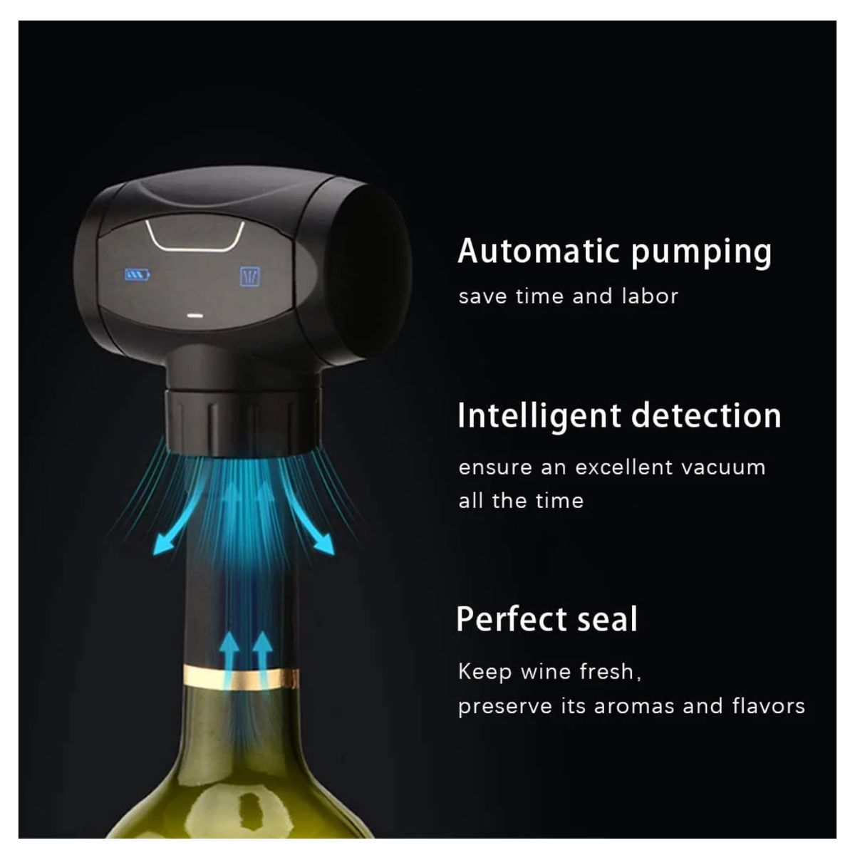 GENERICO - TAPON PARA BOTELLA DE VINO SELLADO AL VACIO -  ELECTRICO