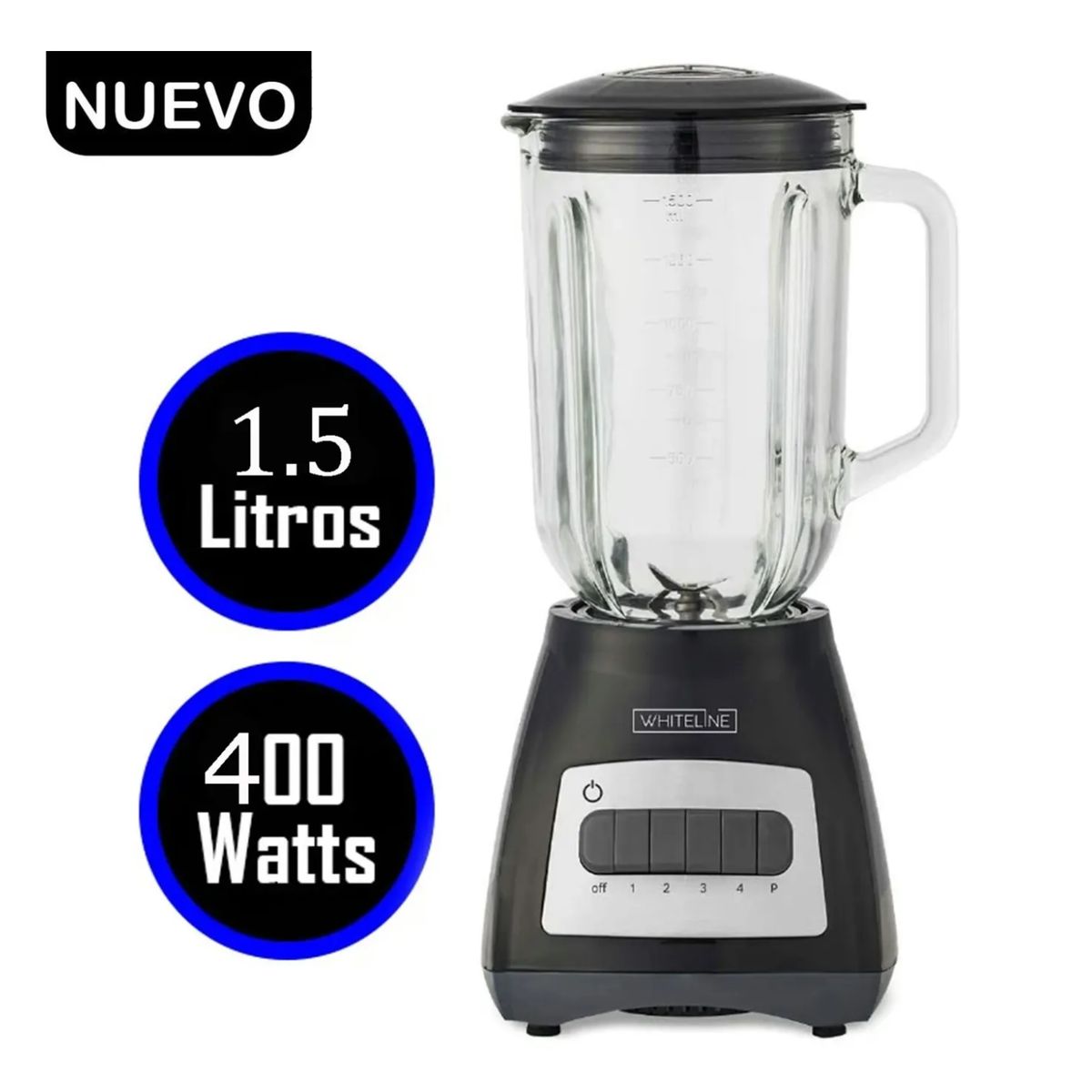 WHITELINE - Licuadora Whiteline Vaso de Vidrio 1.5 Litros
