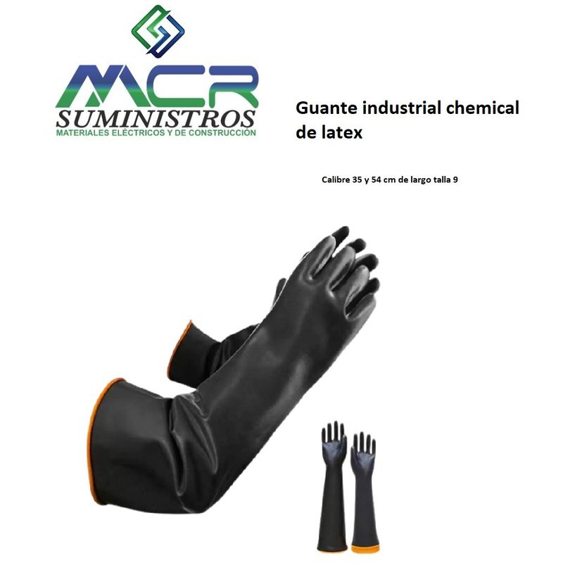 GENERICO - Guante industrial Chemical de Latex Cal 35-54cm de largo talla 9 (precio x par)
