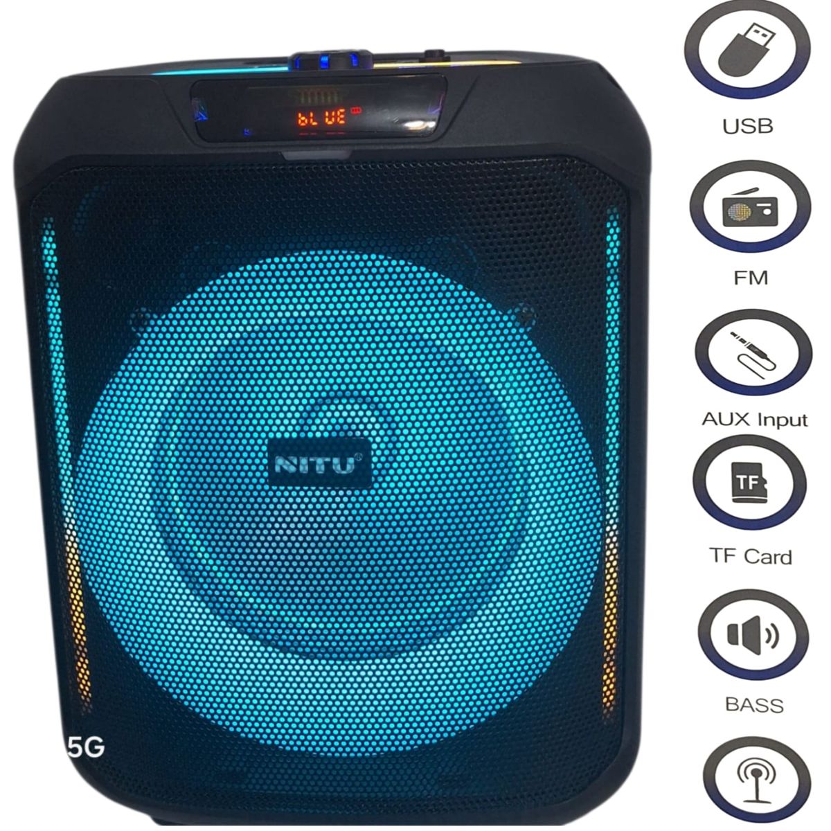 GENERICO - Parlante  Con luces y Bluetooth + Micrófono incluye porta celular