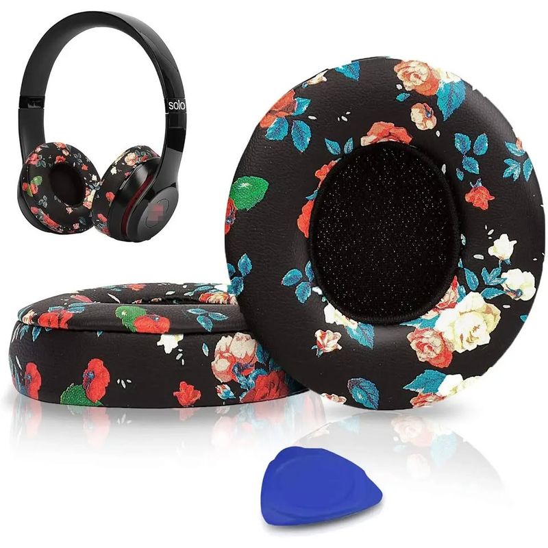 GENERICO - Almohadillas para audífonos Beats Solo 2 y 3  negro floreado