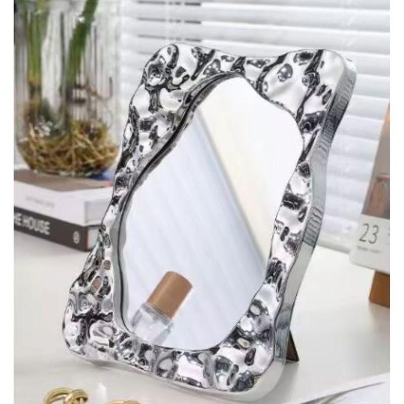 GENERICO - Espejo decorativo con bordes plateados rectangular