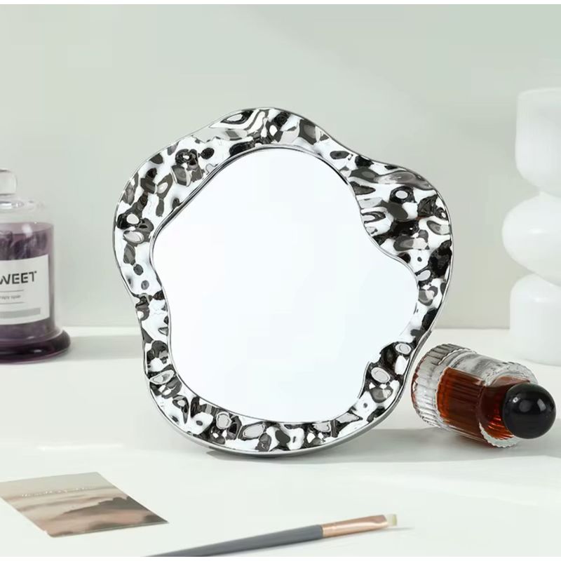 GENERICO - Espejo decorativo con bordes plateados Circular