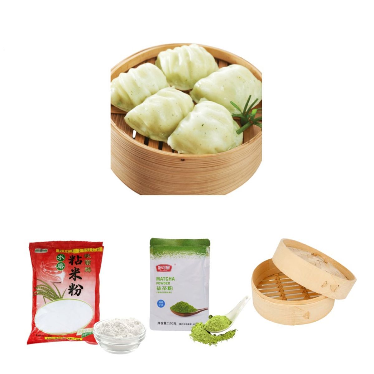 GENERICO - Pack Dumplings 3u Harina de Arroz Matcha Vaporera