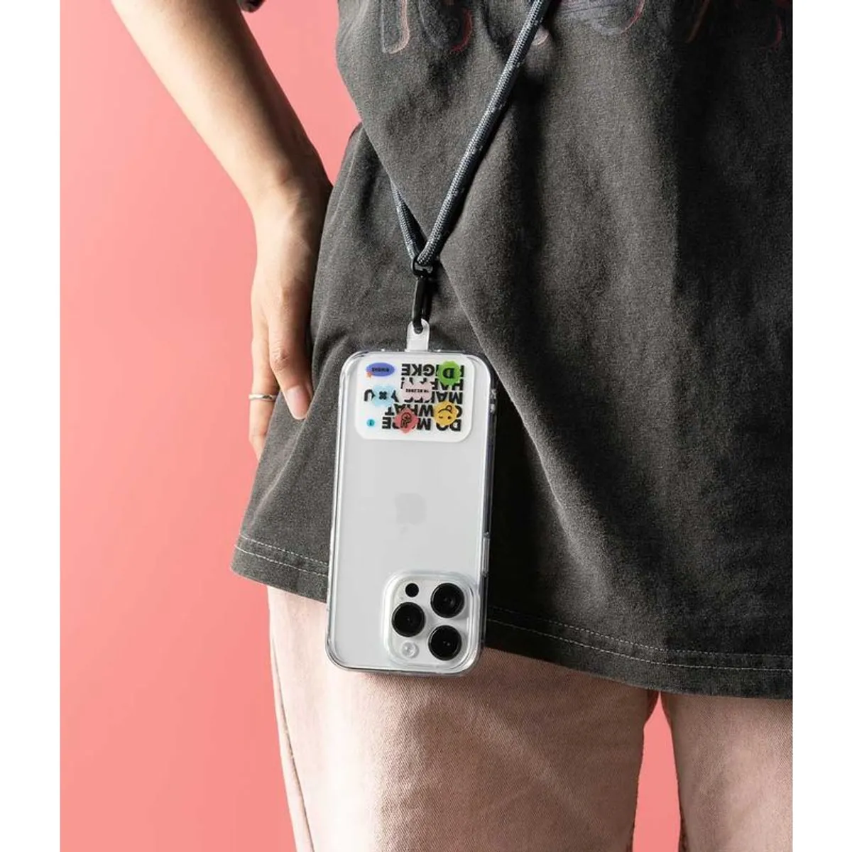 RINGKE - Correa Para Celular Ringke Holder Link Strap Design - Black  White