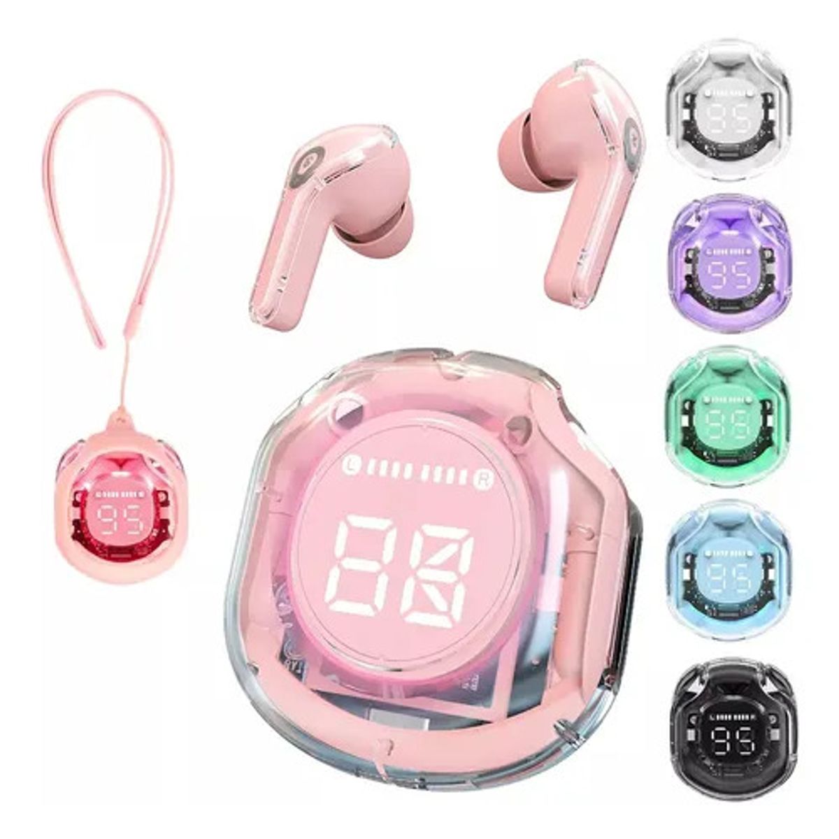 GENERICO - AUDIFONOS ROSA  INALAMBRICOS DETALLE CRISTALES