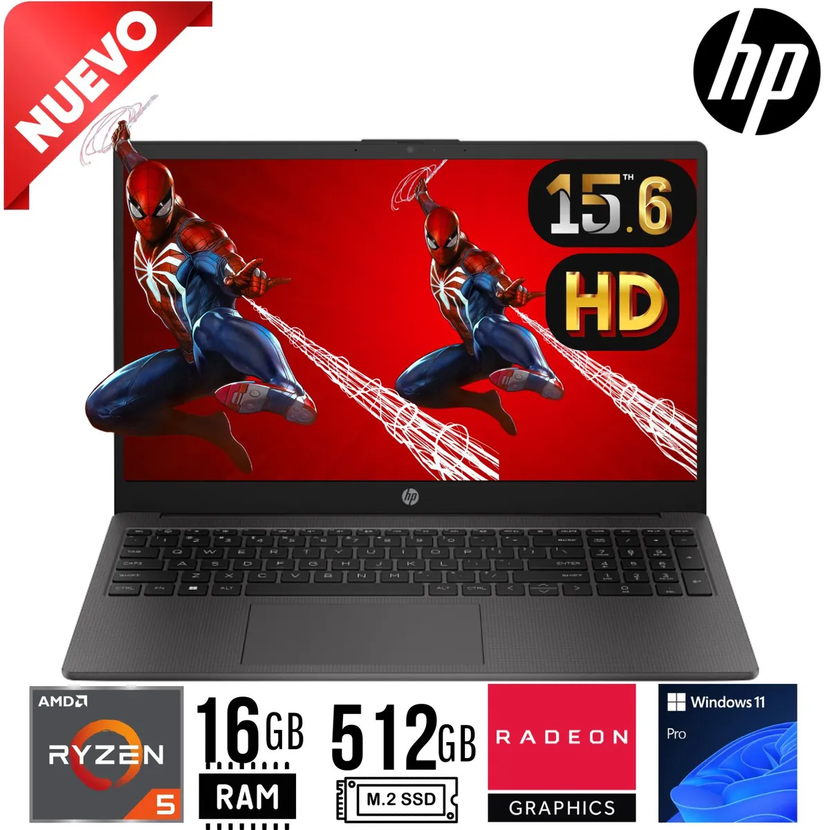 HP - LAPTOP HP 255 G10. RYZEN 5 7520U. 15.6" HD. RAM 16GB. SSD 512GB. W11PRO.