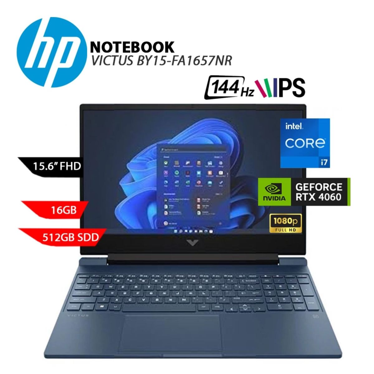 HP - Laptop Gamer HP Victus i7-13620H 16GB RAM 512GB SSD 15.6" RTX 4060 8GB FHD 144Hz Win 11 15-FA1657NR