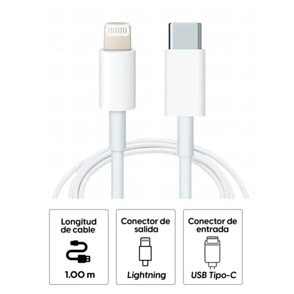GENERICO - Cable Cargador Usb-C a Lightning 1m compatible Iphone Ipad 20w
