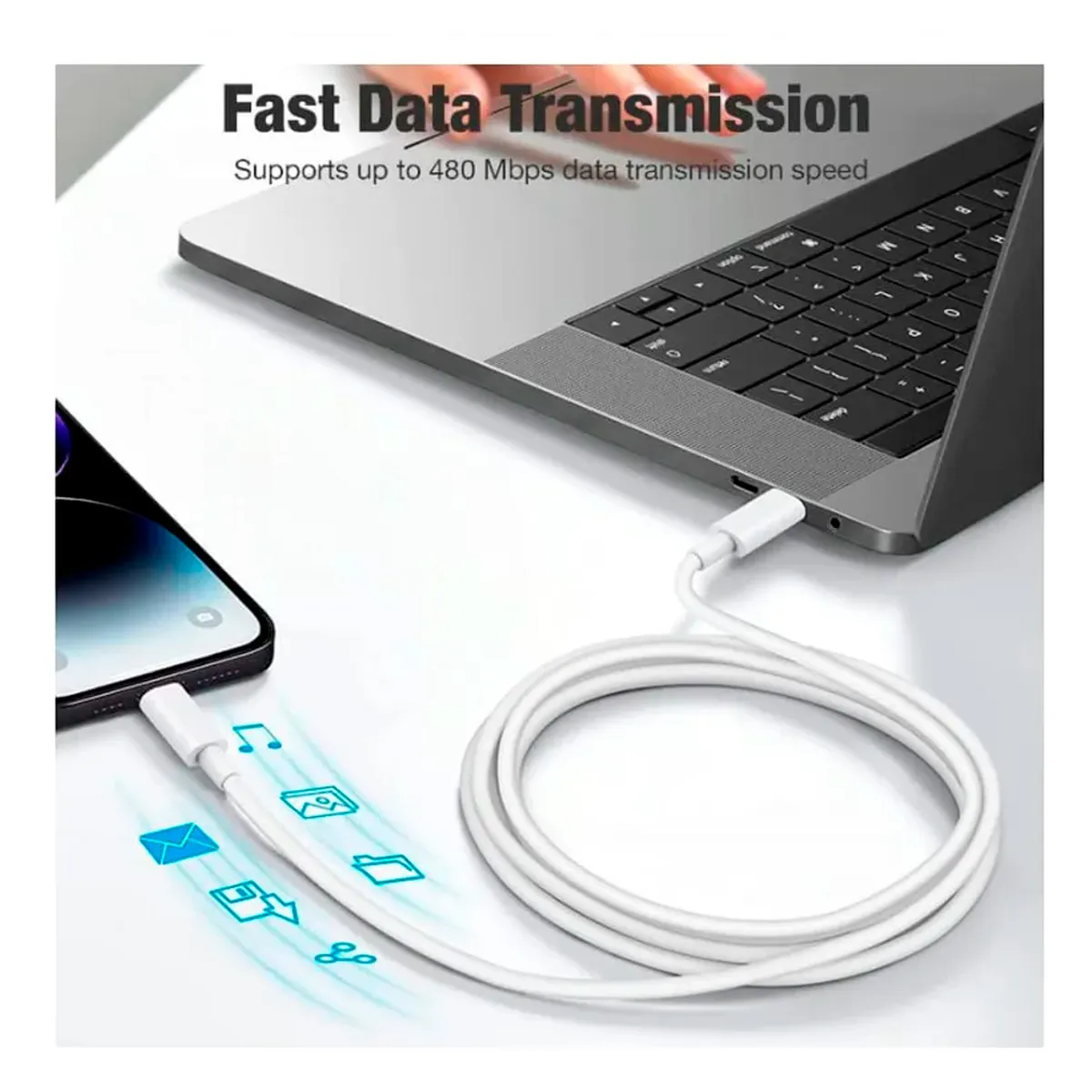 GENERICO - Cable Cargador Usb-C a Lightning 1m compatible Iphone Ipad 20w