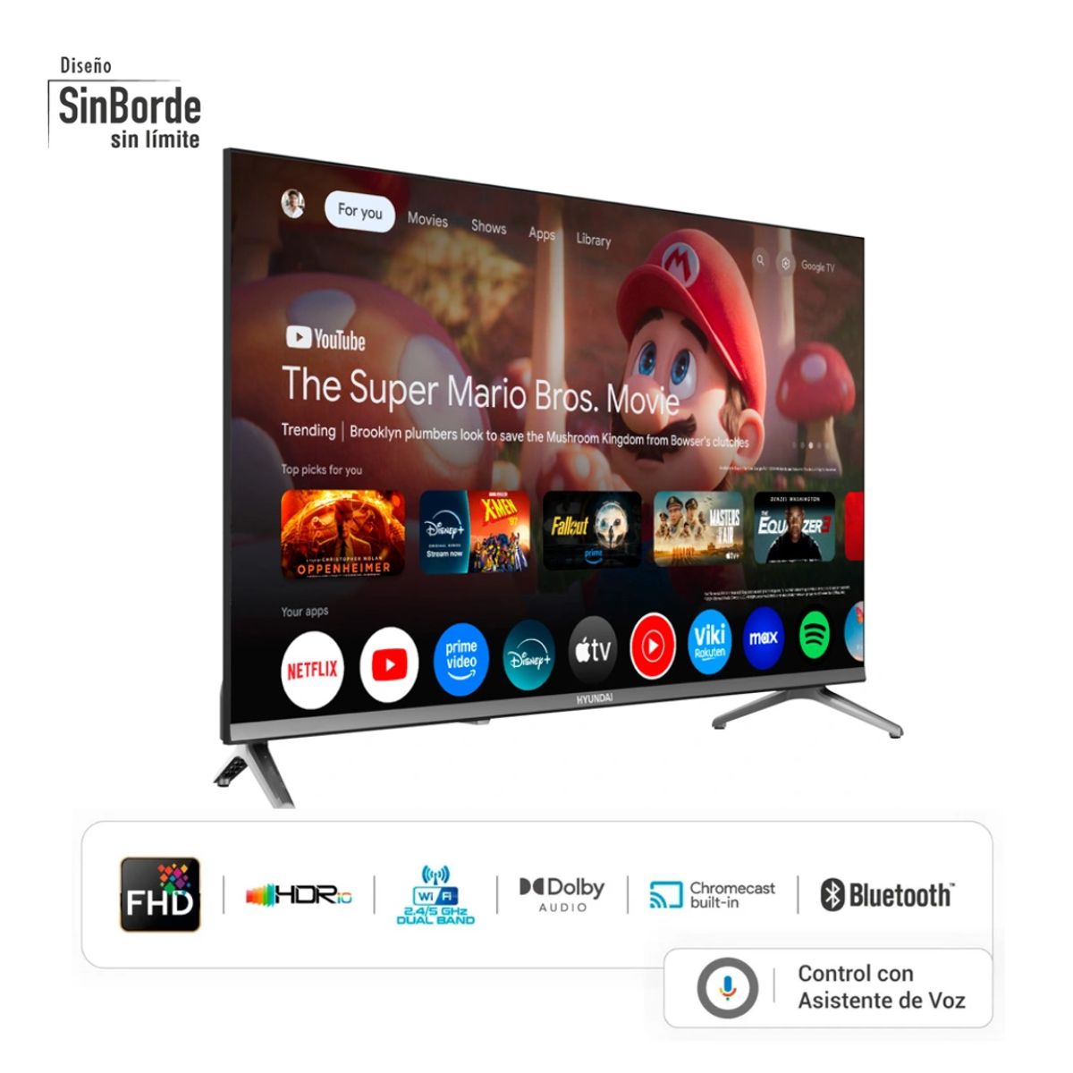 HYUNDAI - TELEVISOR HYUNDAI 43 QLED SMART TV GOOGLE TV FHD - HYLED4326QG