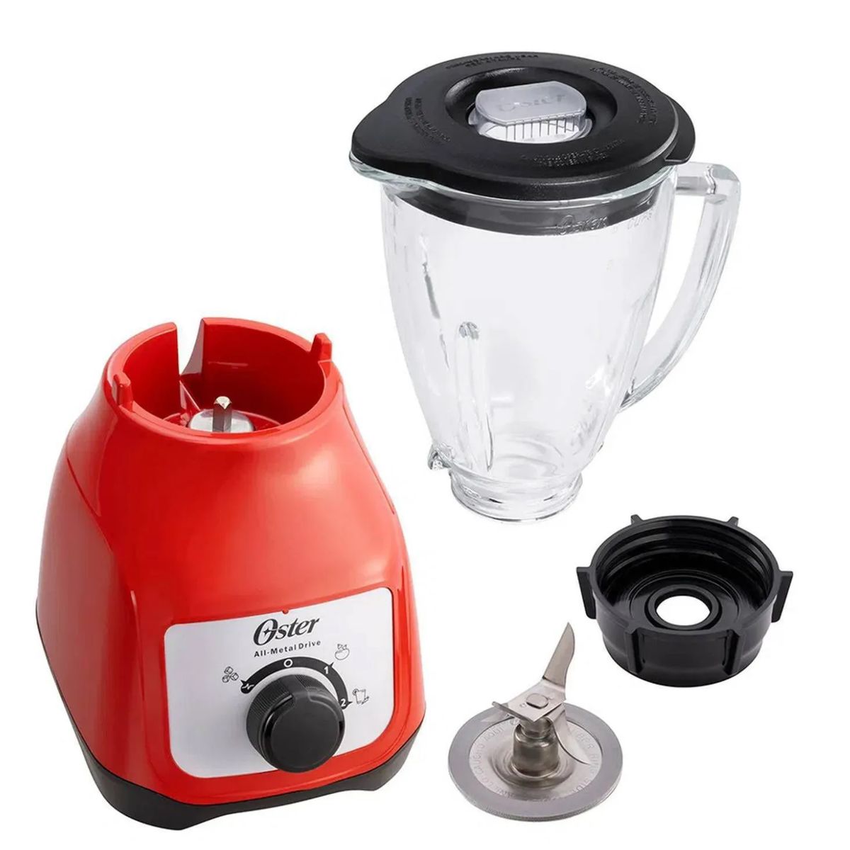 OSTER - Licuadora Oster BLSTKAGRRD 550 Watts Vaso de Vídrio 1.5 Litros Rojo