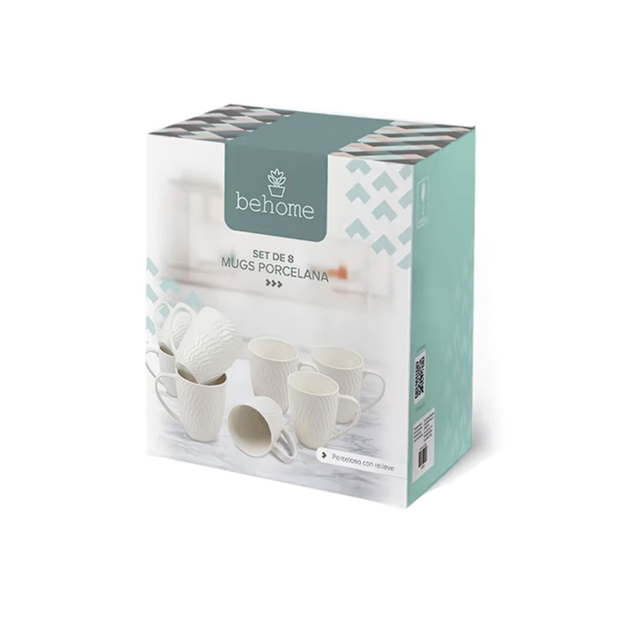 BEHOME - Set de tazas mugs Porcelana Eleganza x 8